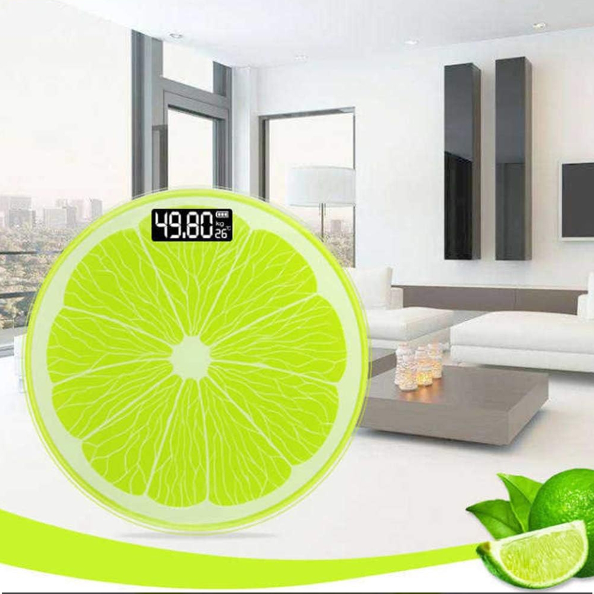 Digital Body Weight Bathroom Scale Green Lemon Shape LCD Backlight Display High Precision Measurements With Automatic Switching Machine