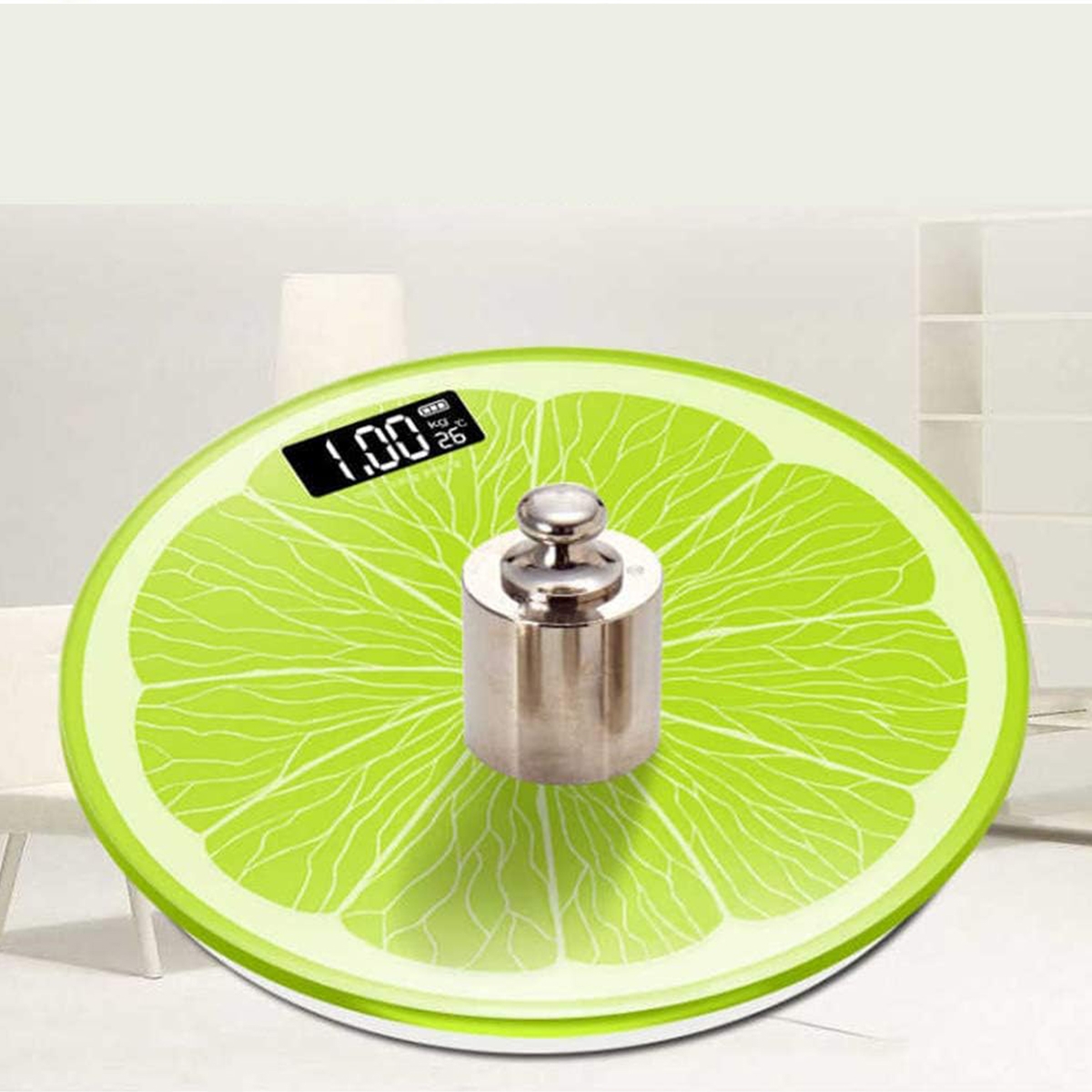 Digital Body Weight Bathroom Scale Green Lemon Shape LCD Backlight Display High Precision Measurements With Automatic Switching Machine
